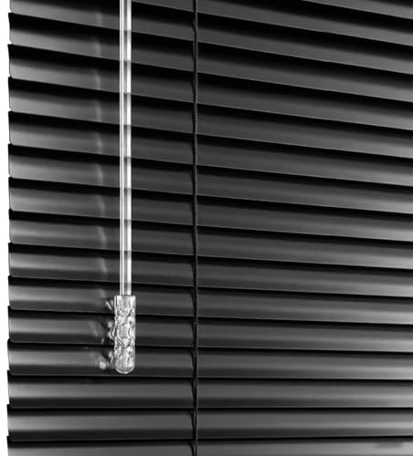 WZDXFNLD 2.5cm Slat Horizontal Aluminium Venetian Blinds for Home Office Bathroom, Outside or Inside Mount Privacy Shades, Blackout Blinds, Custom Size 25-165 cm Width 50-290 cm Height(Black)
