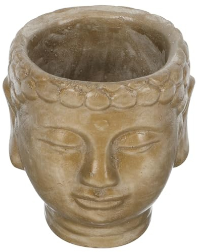 FONDOTIN Pot Fleur Tête Bouddha en Ciment pour Plantes Succulentes, Mini Jardinière Décorative de Bureau, Pot Artistic en Ciment Couleur Bronze Antique pour Intérieur et Jardin, Ornement