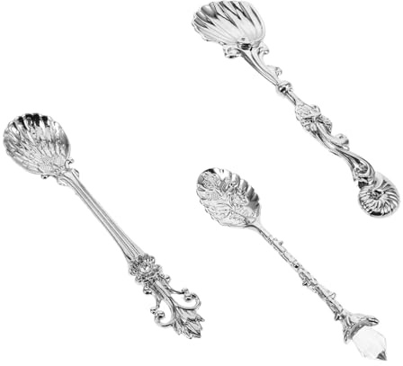 TOYANDONA Cucharas Postre Vintage Estilo Europeo Cuchara Metálica Resistente y Ligera para Cócteles y Postres Diseño Elegante para Restaurante y Hogar