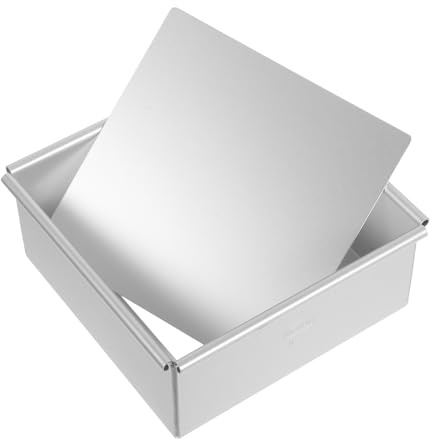 Veemoon Moule à Cheesecake Carré en Aluminium 125 CM avec Fond Amovible Bord Roulé Sécurisé Cuisson Uniforme pour Pâtisseries Desserts et Pains – Usage Domestique et Professionnel