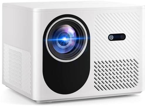 [Buit-in Apps] INMOZATA Smart Mini Projector 500 ANSI Brightness Native 1080P Full HD Support 4K, WiFi 6 & Bluetooth, Auto Keystone & Focus, Outdoor Home Cinema Projector for Laptop, PC, Smartphone