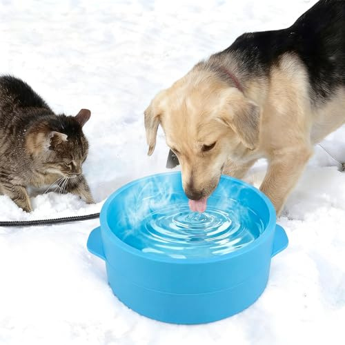 Großer Beheizbarer Wassernapf, GuKKK 3.2L Thermostatisch Beheizter Haustiernapf, Thermostatisch Haustiernapf mit 78.74inch Anti-Biss-Kabel und Schalten, für Hunde/Katze/Hasen/Hühner im Winter