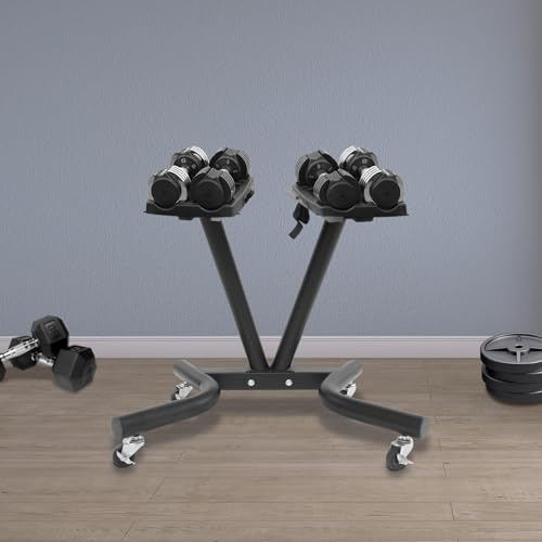Supporto per manubri regolabile a forma di V, multifunzione, con ruote, portata 50 kg, per casa e palestra