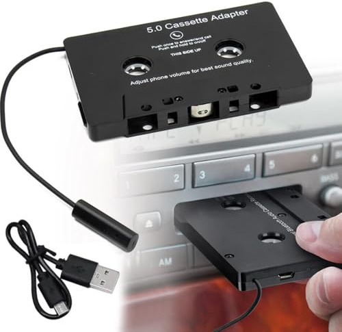 FiTspi BT 5.0 Kassette auf Aux Adapter für Auto, kabelloser Kassetten-Audioempfänger, Freisprechen, Musik-Streaming für Oldtimer-Stereoanlage