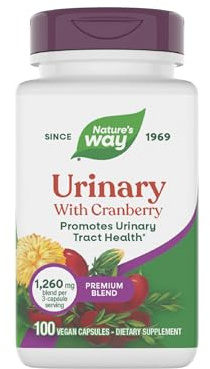 Nature's Way Urinary with Cranberry Premium Blend, Promotes Urinary Tract Health*, with Cranberry, Dandelion, Vegan, Non-GMO Project Verified, 100 Capsules (Packaging May Vary)