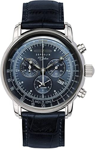 Zeppelin 100 Years Herren Uhr analog Schweizer Quarzwerk mit Leder Armband 7680-3