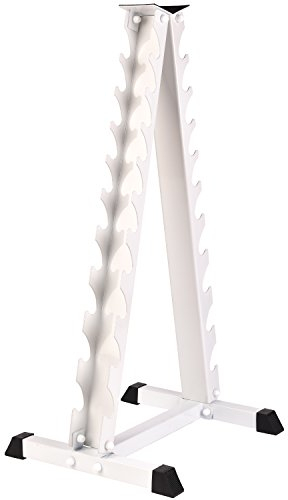 Hantelstativ “hantel.stativ”, Hantelwagen, Hantelständer für die Aufbewahrung von 10 Chrom Hanteln (Weiß)