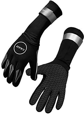 Zone3 Neoprene Swim Gloves (Black/Reflective Silver, Large)