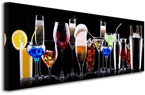 Declina Großformat, Kunstdruck auf Leinwand, Dekoration für Wohnzimmer, modernes Leinwand, Panoramabild auf Leinwand Cocktail Party 80 x 30 cm, Leinen, mehrfarbig, 80x30 cm