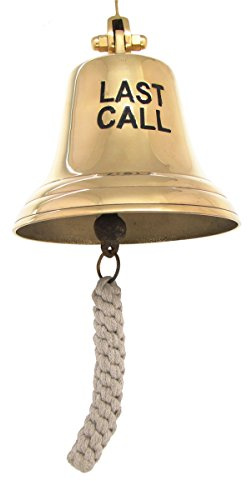 TreasureGurus, LLC Large Brass Bartender Last Call Tip Bell Wall Mount Bar Pub Man Cave Decor