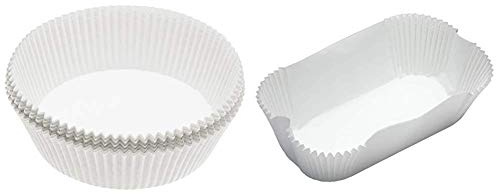 KitchenCraft Non-Stick Round Paper Cake Tin Liners, 20 cm (Pack of 40) & Non-Stick Paper 2lb Loaf Tin Liners, 20 x 9 cm (8 x 3.5) (Set of 40)