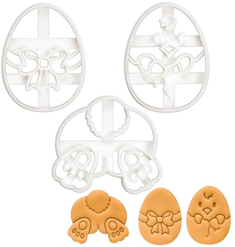 bakerlogy 3er Set Ostern Ausstechformen (Formen: Osterhase Hintern, Osterei, Ostern Küken), 3 Teil