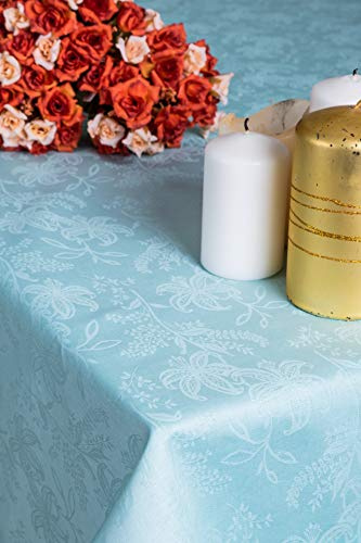 ESSE HOME - Confestyl – Tovaglia con tovaglioli - Rettangolare x 12 Persone - Fiandra Jacquard Puro Cotone – Prodotto Artigianale - Iris 598 (170x270, Servizio Verde)