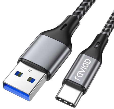 RAVIAD USB 3.0 Auf USB C Kabel 2M, Schnellladekabel USB C Datenkabel 5Gbps | Nylon Geflochten QC 3.0 USB C Ladekabel für iPhone 17 16 15 Pro Max, Samsung Galaxy S26 S25, Macbook, iPad Pro, Air, Pixel
