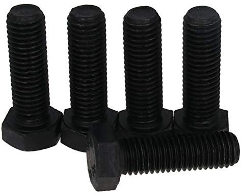 MroMax Sechskantschrauben, M14 x 45 mm, Karbonstahl, rostfrei, metrisch, Vollgewinde, Ersatzschraube, schwarz, 5 Stück
