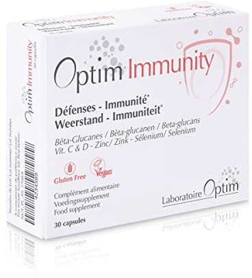 Booster d'immunité pour Enfants et Adultes - Multivitamines Zinc, Vitamine C, Vitamine D, Sélénium & Bêta-glucane - Renforce les Défenses Immunitaires - 30 Gélules - Optim Immunity