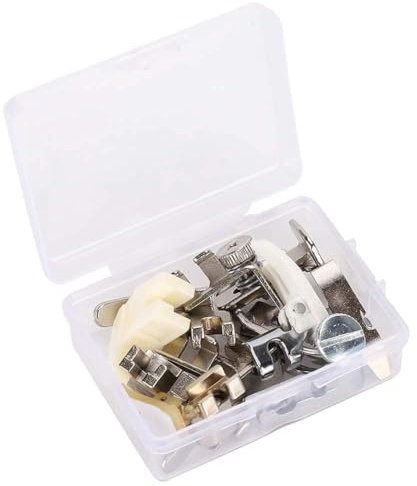 Garosa Nähmaschinen Nähfuß Set, Presserfuß Kit Vintage Edelstahl Schraubenzubehör für Heimwerker Nähen