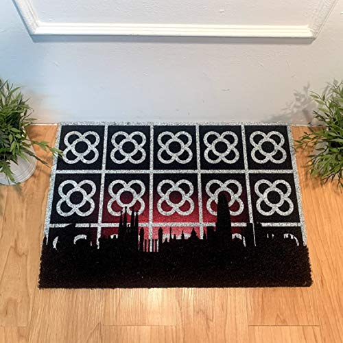 Top Mat Felpudo Skyline Barcelona Flor Coco Natural 60x40 cm Antideslizante Base Látex – Alfombrilla Entrada Casa Exterior Resistente Diseño Decorativo