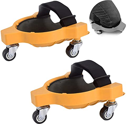 ALETO 2 Pcs Rolling Heavy-Duty Knee Pads for Work Knee Blades Kneeling Pads with Wheels 360 Degree Turn Capability Without Lifting Flexible Gliding Knee Protection Pads with Adjustable Straps