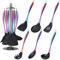 Silicone Cooking Utensil Set, 7 pcs Silicone Cooking Kitchen Utensils Set, Non-Stick Kitchen Cookware Titanium Stainless Steel Handle with Utensil Holder, Spatula Set for Cooking-Rainbow Color