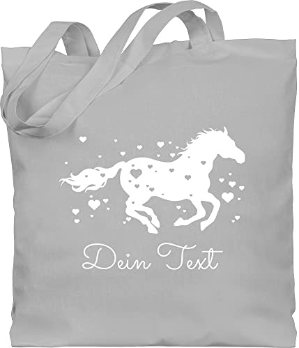 Geschenk mit Namen personalisiert by Shirtracer - Baumwolltasche - Pferde - Pferd Dein Name Wunschtext Text
