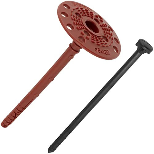 AERZETIX - C65193 - Set aus 50 Isolierdübeln 8x120 mm + 50 schlagnägeln Ø5x120 mm - aus nylon - ziegelstein hohl material vollmauerwerk polystyrol platten mineralwolle dübel