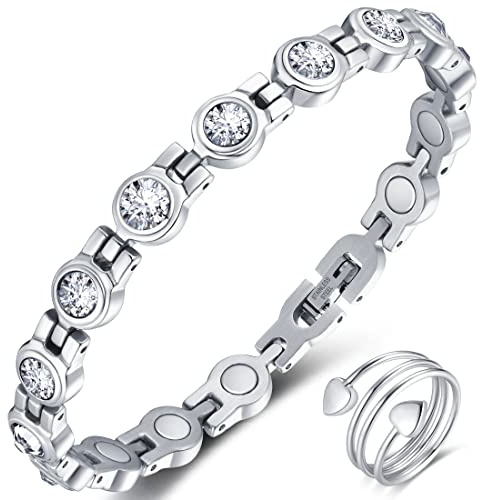 Vicmag Magnetarmband Damen Edelstahl Magnetische Magnet Armband | Titanstahl, für Frauen, Verstellbar, Stiftausdrücker, Geschenkbox