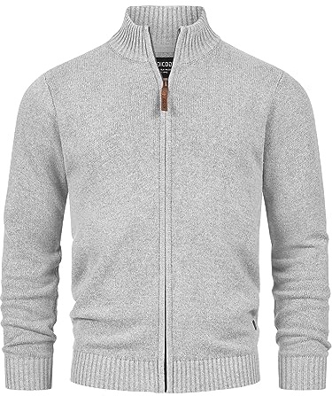 Indicode Herren INLut Strickjacke Cardigan aus 70% Recycelter Baumwolle | Klassische Feinstrickjacke mit Stehkragen und Reißverschluss, Cardigan, Herrenjacke, Freizeitjacke, Strickoberteil für Männer