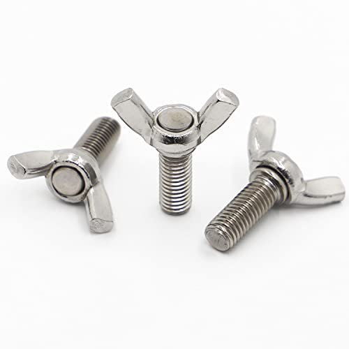 Muttern und Bolzen-Set, 1/5 Stück, M3, M4, M5, M6, M8, M10 * L 304 A2-70, Edelstahl, Schmetterlingsschraube, Flügelschraube, Länge 35–50 mm, Daumenflügelschraube, Klaue, handfest anziehende Schrauben