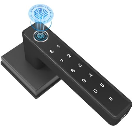 Fingerprint Smart Door Lock, Biometric Door Handle Lock with Code and Key*2,Digital Touch for Front Door Home, Apartment,Bedroom,Office, Black