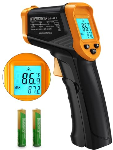 Infrared Thermometer Gun Digital Laser Temperature Gun -58℉ to 1112℉(-50℃ to 600℃) Adjustable Emissivity IR Temp Gun for Cooking,BBQ,Food,Pizza,Meat,Grill,Griddle,Oven,Engine(not for Humans)