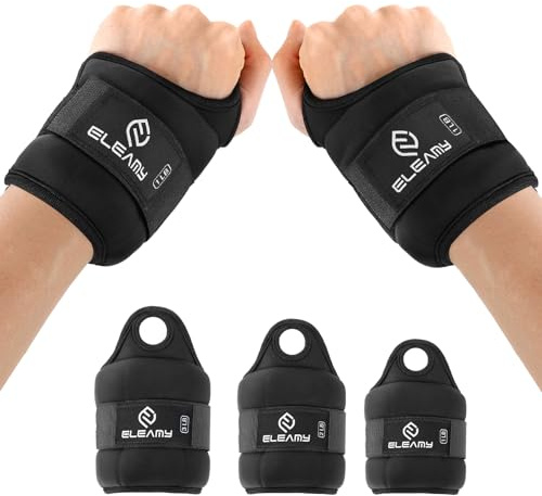 ELEAMY Wrist Weights with Thumb Loops Lock for Women & Men, 0.5lb*2/1lb*2/1.5lb*2/2lb*2/3lb*2,Premium Ice Silk Fabric,Comfortable & Tear Resistant for Walking,Running,Fitness and More（2lb*2 Black）