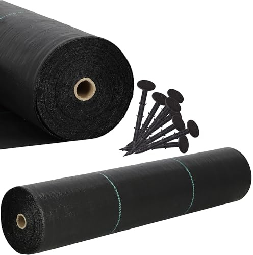 SPRINGOS Toile anti-mauvaises herbes en non-tissé de jardin 0,8 x 100 m 90 g/m² avec ancrage au sol