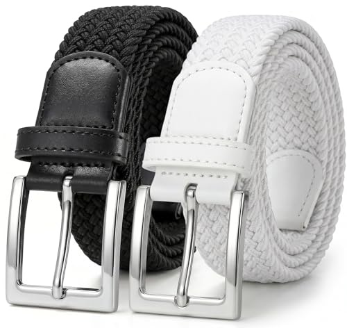 JasGood 2 Stück Geflochtener Elastischer Gürtel für Damen Herren, Unisex Stoffgürtel Stretchgürtel Dehnbarer Gürtel für Jeans Hosen