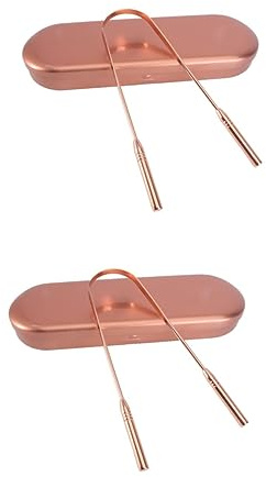 Beaupretty 2 Pz raschietto per lingua nettalingua in rame Raschietto lingua in rame raschietto per la pulizia della lingua strumento per la pulizia orale spazzolino orale pulisci-lingua