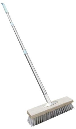 Brosse à récurer pour sol | Brosse de nettoyage pour sol – Balai à récurer à long manche, brosse à récurer à poils rigides, brosse à récurer d'extérieur en acier inoxydable