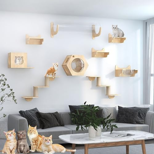 Wall-mounted Cat Wall Shelves, Cat Climbing Frame, Ceiling、wall Combination Set, Save Space, DIY and Easy to Assemble(Size:Style5)