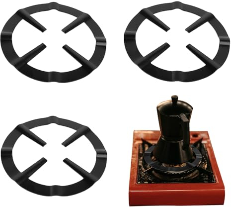 FUIPVGI 3 Piezas Soportes Reductores para Cocina de Gas, Accesorio para Cocina Gas, Reductor Cocina Gas, Soporte Redondo para Cafetera para Sartenes, Ollas y Cafeteras, Reductor Salvamanteles (Negro)