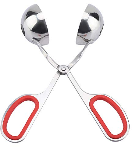 Sunicon Pressa per Polpette, Acciaio Inossidabile 304 Non appiccicoso Macchina per Polpette con Manici Antiscivolo Pinze per Ghiaccio Utensile da Cucina per Cake Pop, Paletta per (Red)