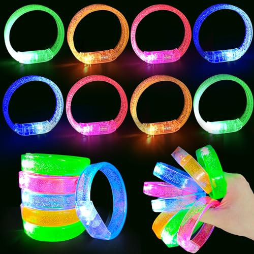 Cuackamily 8 pezzi LED Luminosi Fluorescenti Giocattoli Set braccialetti luminosi fluorescenti Braccialetti Fluo Festa Gadget Per compleanni Halloween Natale discoteca matrimoni feste decorazioni