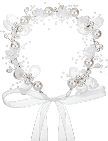 patinadrift Braut Haarschmuck Hochzeit Haarschmuck Kommunion Mädchen Brautschmuck Haare Haarkranz für Hochzeit Braut Brautjungfer Damen Mädche Blumenmädchen,Durchmesser 17cm(Weiß)