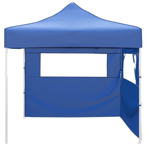 Tent Pergola Terrassenüberdachung Weidezelt - Faltzelt mit 2 Wänden 3 x 3 m Blau für Festival Camping Garten Terrasse