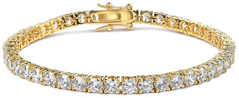 DJADEE Damen Armband vergoldet Gold 750 18 Karat Zirkonia Wasserfest Hypoallergen Geschenk für Frau Mädchen, vergoldetes Armband, 18KGP Gestempelt