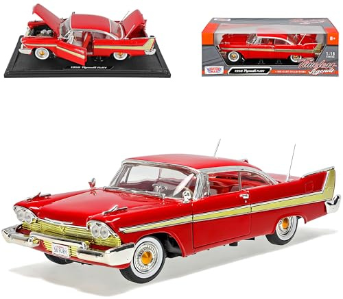Motormax Plymouth Fury 1958 Coupe Rot Oldtimer 1/18 Modell Auto mit individiuellem Wunschkennzeichen