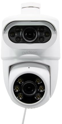 Avidsen HomeCam Dual PTZ Caméra Extérieure 2K Double Objectif | Double objectif 2K, patrouille motorisée 360°, Wi-Fi 2,4 GHz, sirène 80 dB, lumière 150 lm, microSD jusqu’à 128 Go