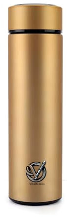 VitalOasiis - Bouteille Infuseur 500ml Thé Café Fruit Tisane Thermos en inox double paroi - 6h Chaud et 12h Froid Sans BPA, Étanche, Reutilisable. Idéale voyage bureau extérieur sport (Doré)