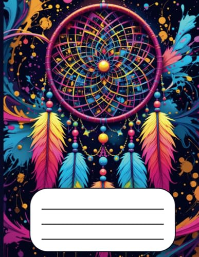 Bold and Bright Dreamcatcher Composition Notebook: A 200 pages Electric Neon College Ruled Paper Journal Perfect for students, school, writers, women