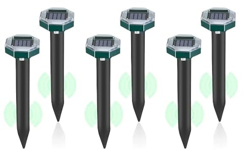 Buithafu Lot de 6 répulsifs anti-taupes à énergie solaire - Étanche IP65 - Idéal pour jardin, cour, pelouse et serre