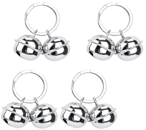 BOBOZHONG Campanelli per Collari per Cani e Gatti, 4 Set Campanelli Extra Rumorosi per Collari, Collare Papillon per Cani con Campanello che Suona, Silvery