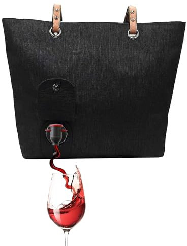 Insulated Wine Tote Bag with Drink Dispenser, Portable Wine Cooler Bag for Beach, Travel & Picnics, Stylish Wine Carrier for Wine Lovers & Mums